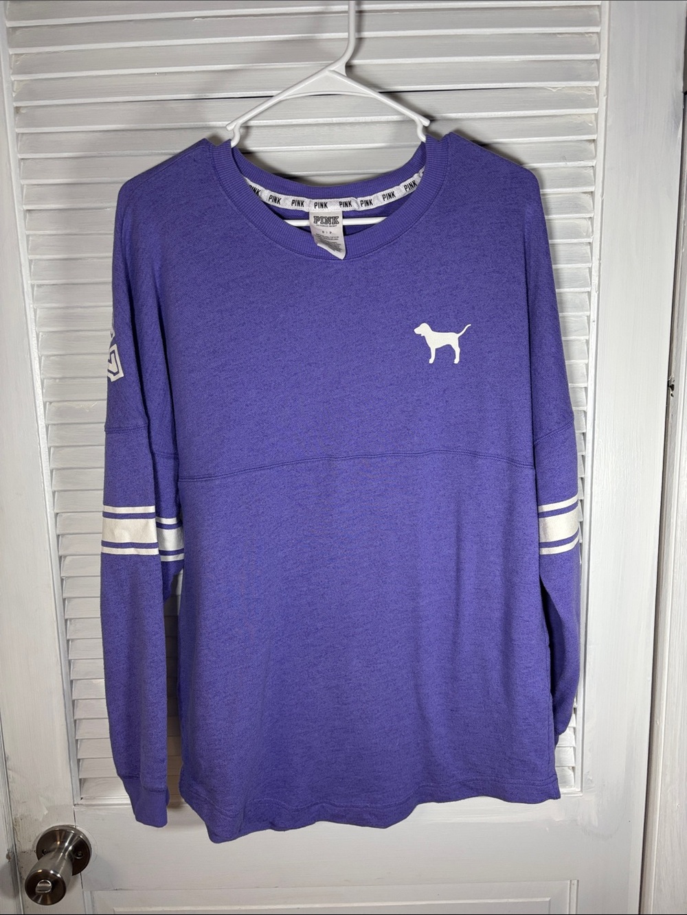 PINK Victoria's Secret Lavender Crewneck Sweatshirt with White Dog Logo